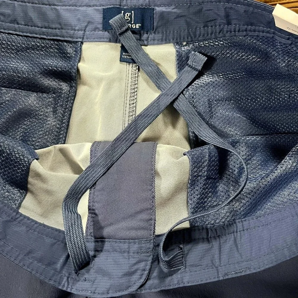 George Mens Flat Front Casual Shorts Size 44X9 Blue & Tan Lot of 2 Mid-rise Fit